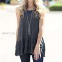 Large Charcoal Tank Ruffle Tunic | S-XL