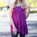 Large Dark Magenta Tank Ruffle Tunic | S-XL