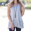 Large Heather Grey Tank Ruffle Tunic | S-XL