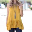 Small Light Mustard Tank Ruffle Tunic | S-XL