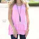 Large Love Pink Tank Ruffle Tunic | S-XL