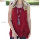 Small Bonfire Eyelet Detail Sleeveless Top | S-XL | Eyelet Hem | Dressy & Lightweight