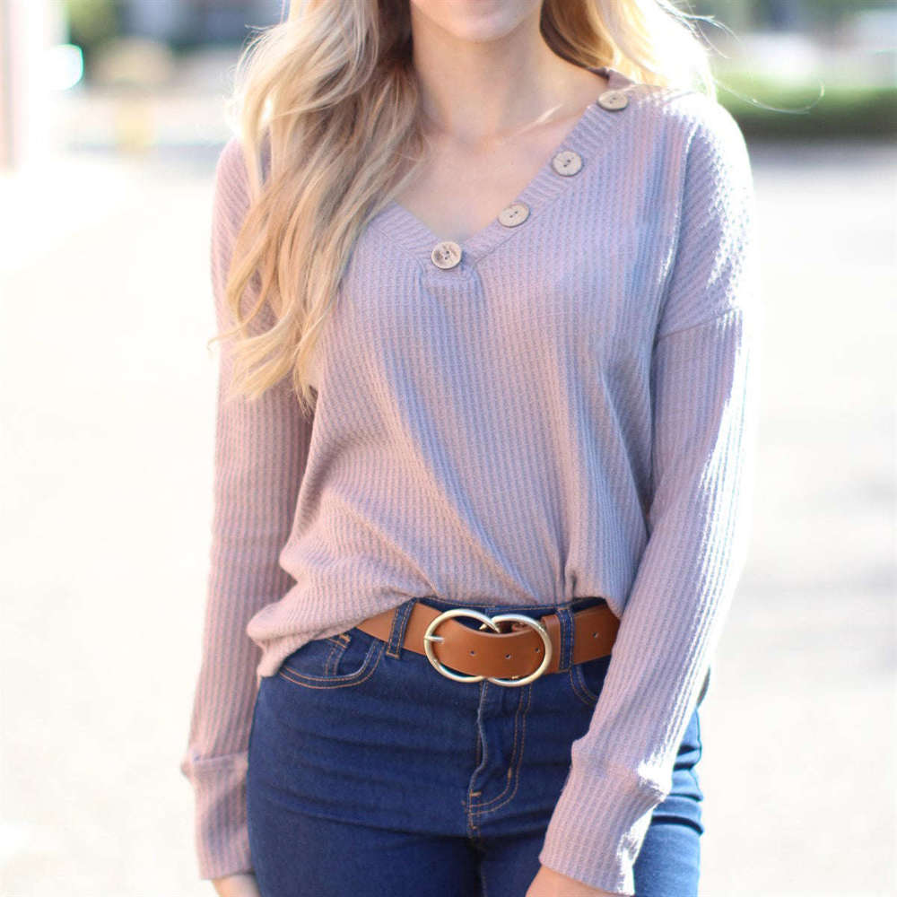 Button Waffle Top | S-XL | Trending Design | Button Details | Long Sleeve | Easy to Style