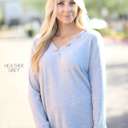 Large Heather Grey Button Waffle Top | S-XL | Trending Design | Button Details | Long Sleeve | Easy to Style