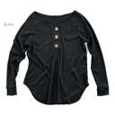 Large Black Waffle Flowy Button Top | S-XL | Button Detail | Waffle Fabric | Flowy Fit