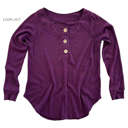 Large Eggplant Waffle Flowy Button Top | S-XL | Button Detail | Waffle Fabric | Flowy Fit