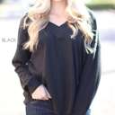 Medium Black Loose Sleeve Waffle V Top | S-XL | Perfect for Layering | Trending Waffle Design | V-Neck Style | Easy to Style