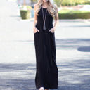  Pocket Tank Maxi Dress | S-XL | Solid Color Design | Sleeveless Style | Empire Waist Shirring | Functional Pockets