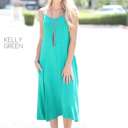 Large Kelly Green Pocket Tank Midi Dress | L | Premium Fabric | Adjustable Straps | Convenient Pockets | Total Body Length Approx: 37"