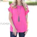 Small Fuchsia Lightweight Cuff Sleeve Blouse | S-XL | Relaxed Fit | Stylish Cuff Sleeves | Versatile for Casual Days or Nights Out | Closet Must-Have