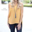 XL Ash Mustard Split Neck Blouse | S-XL | Slit Neckline | Sleeveless Design | Wardrobe Staple