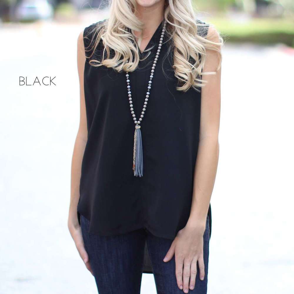 Split Neck Blouse | S-XL | Slit Neckline | Sleeveless Design | Wardrobe Staple