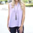 Small Dusty Lavender Split Neck Blouse | S-XL | Slit Neckline | Sleeveless Design | Wardrobe Staple