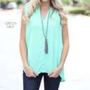 Large Green Mint Split Neck Blouse | S-XL | Slit Neckline | Sleeveless Design | Wardrobe Staple