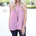 Large Light Rose Split Neck Blouse | S-XL | Slit Neckline | Sleeveless Design | Wardrobe Staple