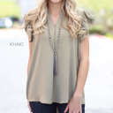 XL Khaki Split Neck Ruffle Top | S-XL | Slit Neck Design | Ruffle Sleeves | Summer Essential