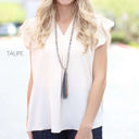 XL Taupe Split Neck Ruffle Top | S-XL | Slit Neck Design | Ruffle Sleeves | Summer Essential