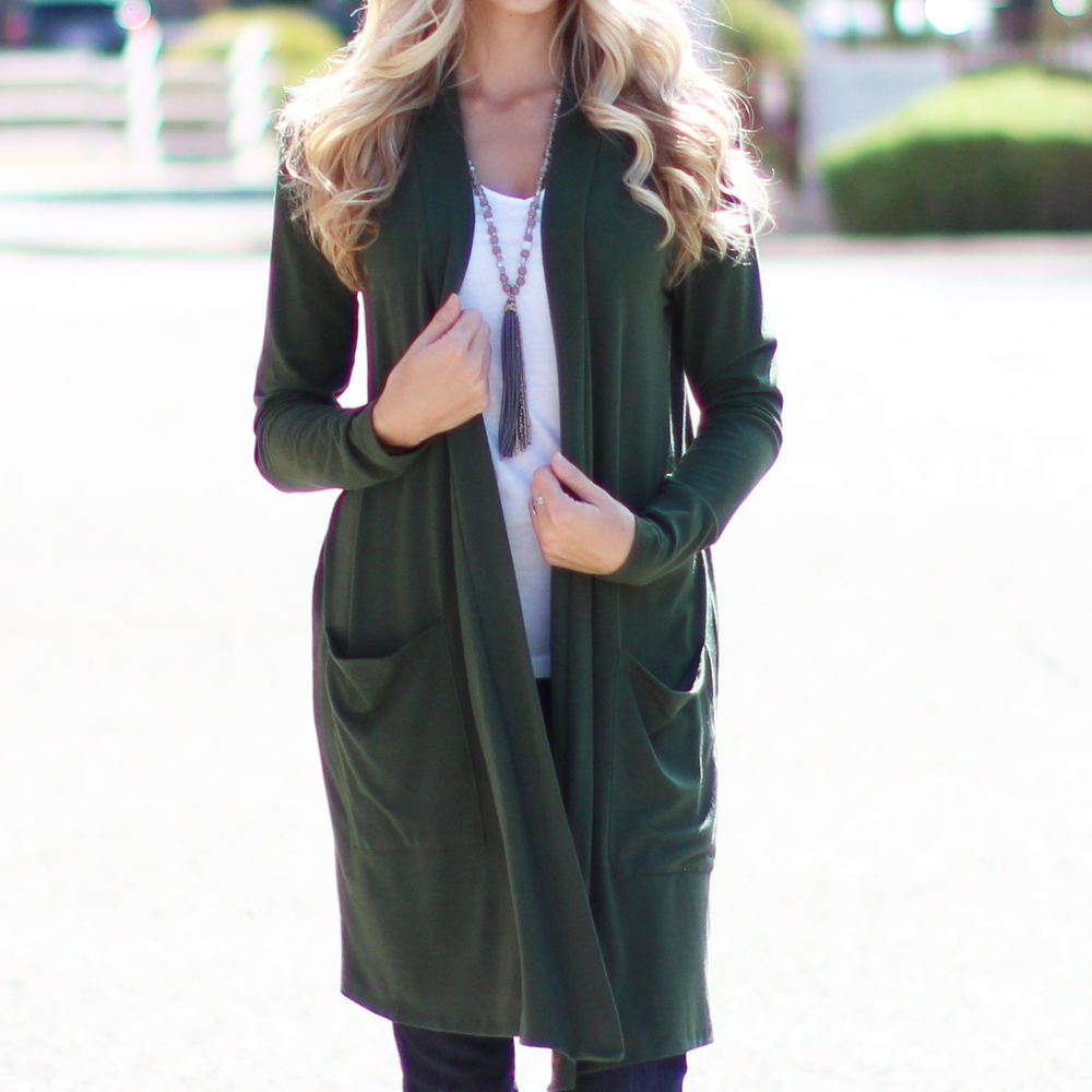 Long Length Lightweight Cardigan | S-XL | Slouchy Design | Long Sleeves | Functional Pockets | Comfortable Fit