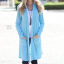 Medium Milky Blue Long Length Lightweight Cardigan | S-XL | Slouchy Design | Long Sleeves | Functional Pockets | Comfortable Fit