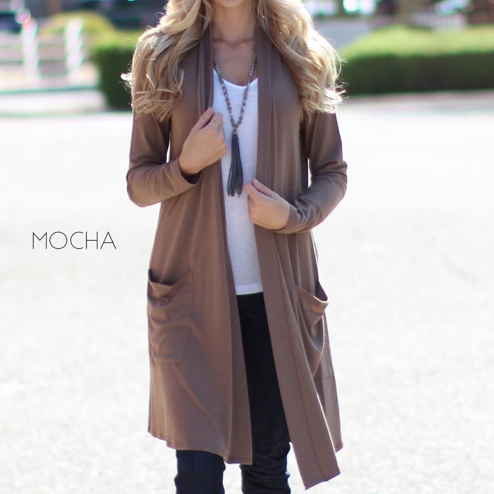 Long Length Lightweight Cardigan | S-XL | Slouchy Design | Long Sleeves | Functional Pockets | Comfortable Fit