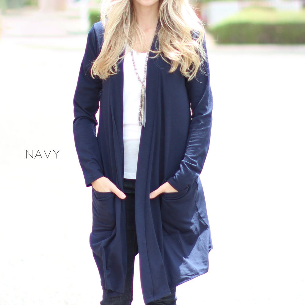 Long Length Lightweight Cardigan | S-XL | Slouchy Design | Long Sleeves | Functional Pockets | Comfortable Fit