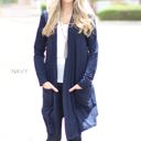 Small Navy Long Length Lightweight Cardigan | S-XL | Slouchy Design | Long Sleeves | Functional Pockets | Comfortable Fit