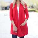 Small Ruby 3/4 Sleeve Lightweight Pocket Cardigan | S-L | Open Front | Ultra-Soft Fabric