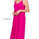 X-Small Magenta Pocket Tank Midi Dress | S-3XL | Adjustable Straps | Pockets | Premium Fabric