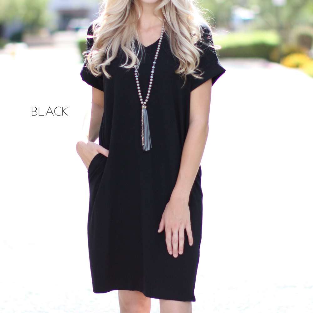 Cuffed Sleeve Dress | S-XL | Cuffed Sleeves & Pockets | Soft & Premium Fabric | Everyday Favorite