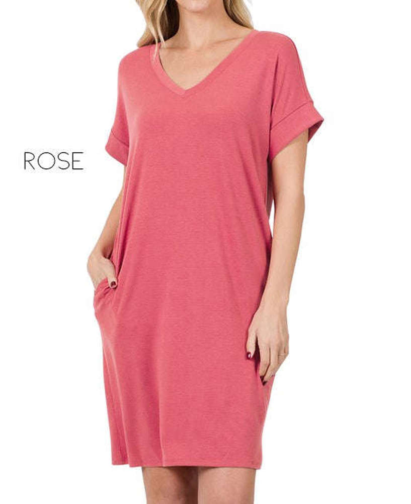 Cuffed Sleeve Dress | S-XL | Cuffed Sleeves & Pockets | Soft & Premium Fabric | Everyday Favorite