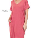 XL Rose Cuffed Sleeve Dress | S-XL | Cuffed Sleeves & Pockets | Soft & Premium Fabric | Everyday Favorite