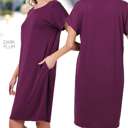 Small Dark Plum Tee Dress | S-XL | Cuffed Sleeves | Premium Fabric Blend | Effortless Style