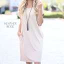 XL Heather Beige Tee Dress | S-XL | Cuffed Sleeves | Premium Fabric Blend | Effortless Style