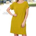 Small Olive Mustard Tee Dress | S-XL | Cuffed Sleeves | Premium Fabric Blend | Effortless Style