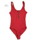 Large Red Layering Bodysuit | S-XL | Trendy Layering Style | Button Detailing | Ribbed Design | Snap Closure