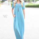 Small Dusty Teal V-Neck Maxi Dress | S-XL | Classic V-Neck | Pocket Detail | Easy to Dress Up or Down