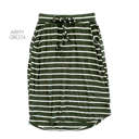 3X Army Green Striped Everyday Skirt | S-XL | Cute Everyday Design | Elastic Waistband | Convenient Pockets | Total Length Approx: 24"