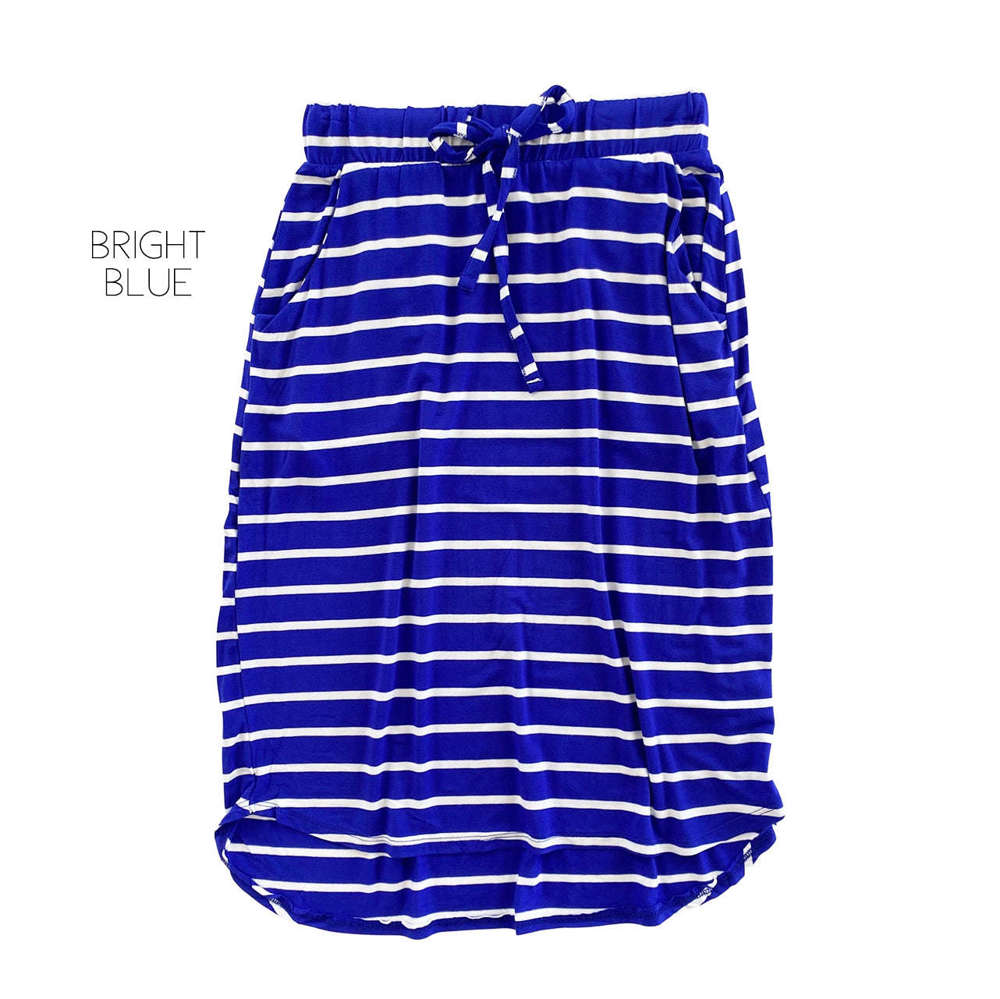 Striped Everyday Skirt | S-XL | Cute Everyday Design | Elastic Waistband | Convenient Pockets | Total Length Approx: 24"