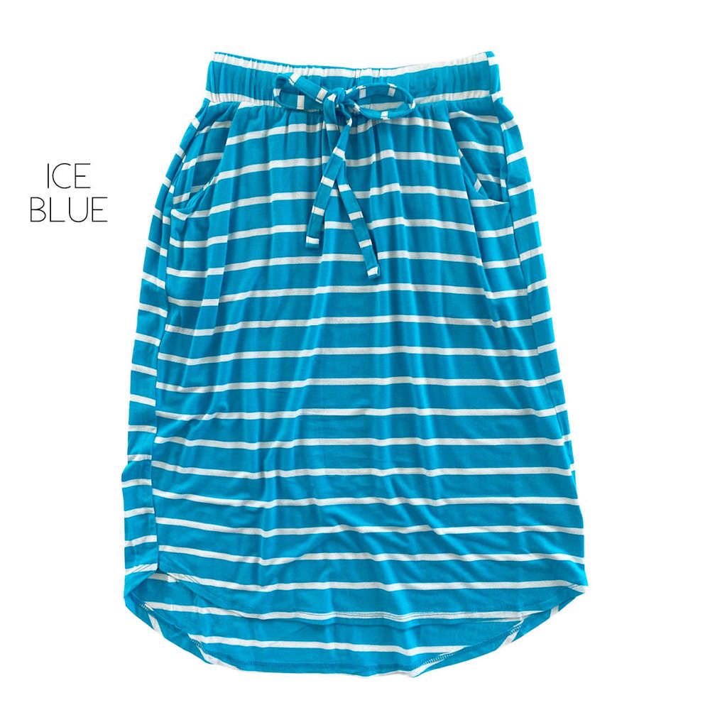 Striped Everyday Skirt | S-XL | Cute Everyday Design | Elastic Waistband | Convenient Pockets | Total Length Approx: 24"