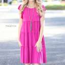 Small Magenta Tiered Flowy Dress | S-XL | Lightweight & Airy | Perfect for Spring & Summer | Comfortable Fit