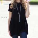 Medium Black Short Sleeve Peplum Tunic | S-L | Flattering Peplum Silhouette | Soft Fabric | Dress Up or Down