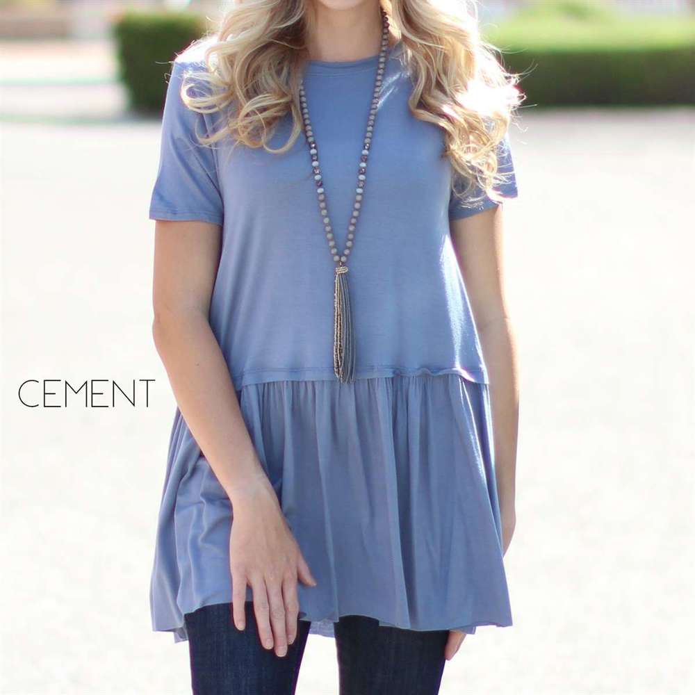 Short Sleeve Peplum Tunic | S-L | Flattering Peplum Silhouette | Soft Fabric | Dress Up or Down