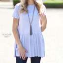 Medium Heather Grey Short Sleeve Peplum Tunic | S-L | Flattering Peplum Silhouette | Soft Fabric | Dress Up or Down