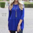 Medium Denim Blue Ruffle Tunic | S-XL | Soft & Flowy Fit | Ruffle Hem Detail | Dress Up or Down