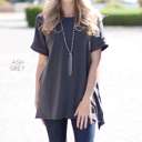 Small Ash Grey Cuffed Side Slit Tunic | S-M | Round Neck | Cuffed Sleeves | Versatile Design