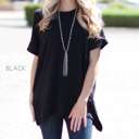 Small Black Cuffed Side Slit Tunic | S-M | Round Neck | Cuffed Sleeves | Versatile Design