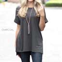 Small Charcoal Cuffed Side Slit Tunic | S-M | Round Neck | Cuffed Sleeves | Versatile Design