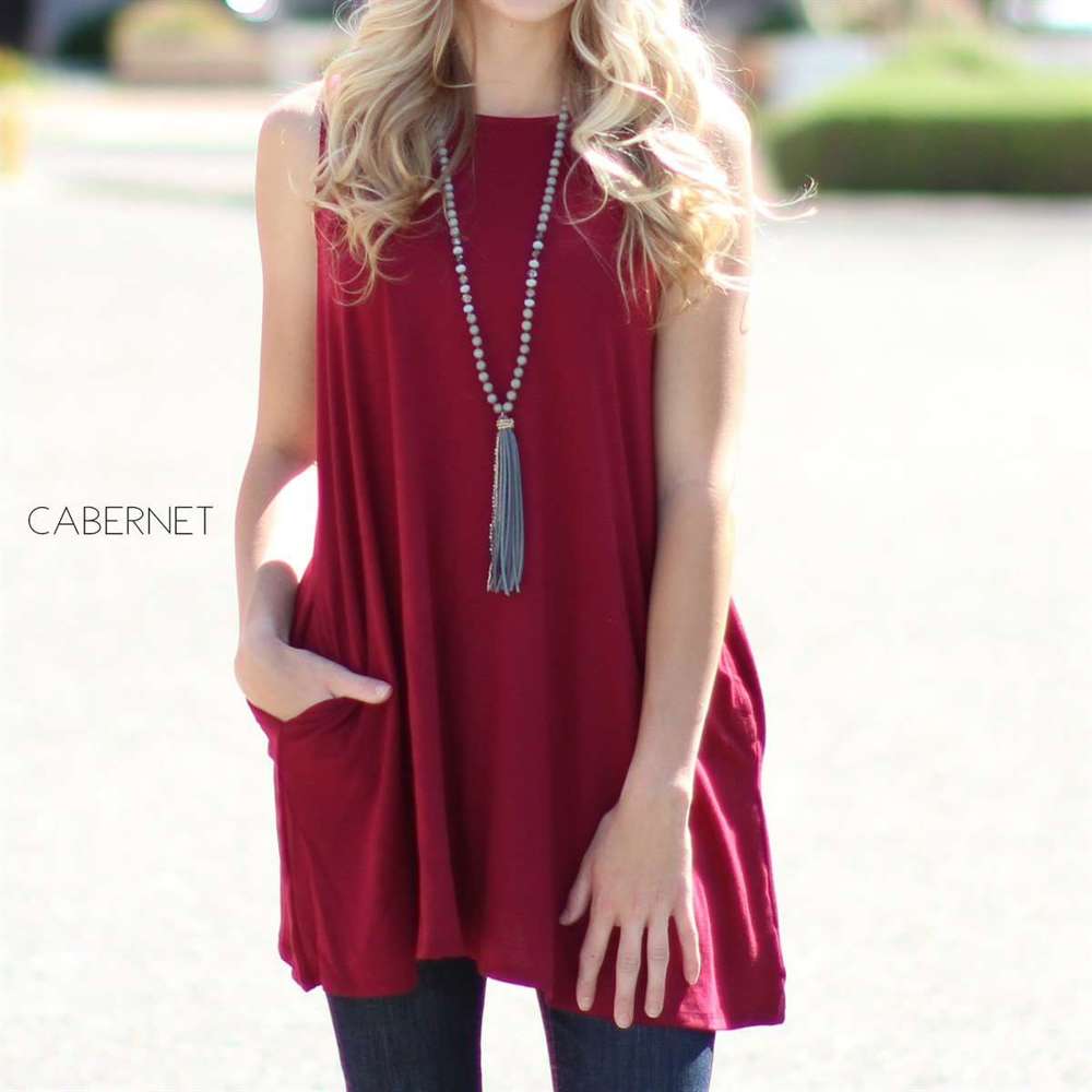 Flowy Pocket Tunic Tank | S-XL | Sleeveless Design | Essential Wardrobe Staple