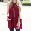 Small Cabernet Flowy Pocket Tunic Tank | S-XL | Sleeveless Design | Essential Wardrobe Staple