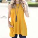 Medium Dark Mustard Flowy Pocket Tunic Tank | S-XL | Sleeveless Design | Essential Wardrobe Staple